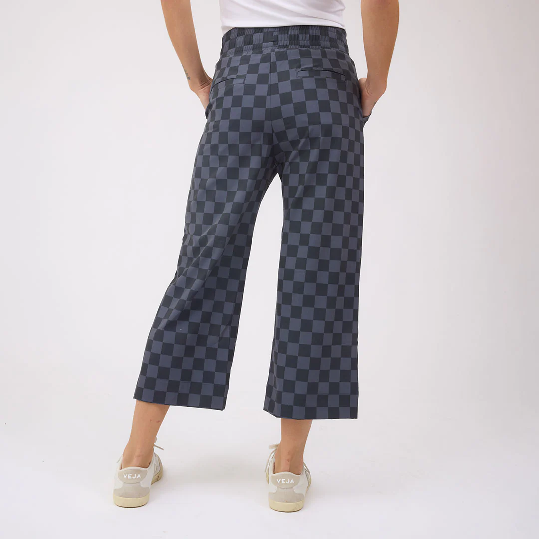 Audrey Wide Leg Pants, Slate Checkers - Image 5