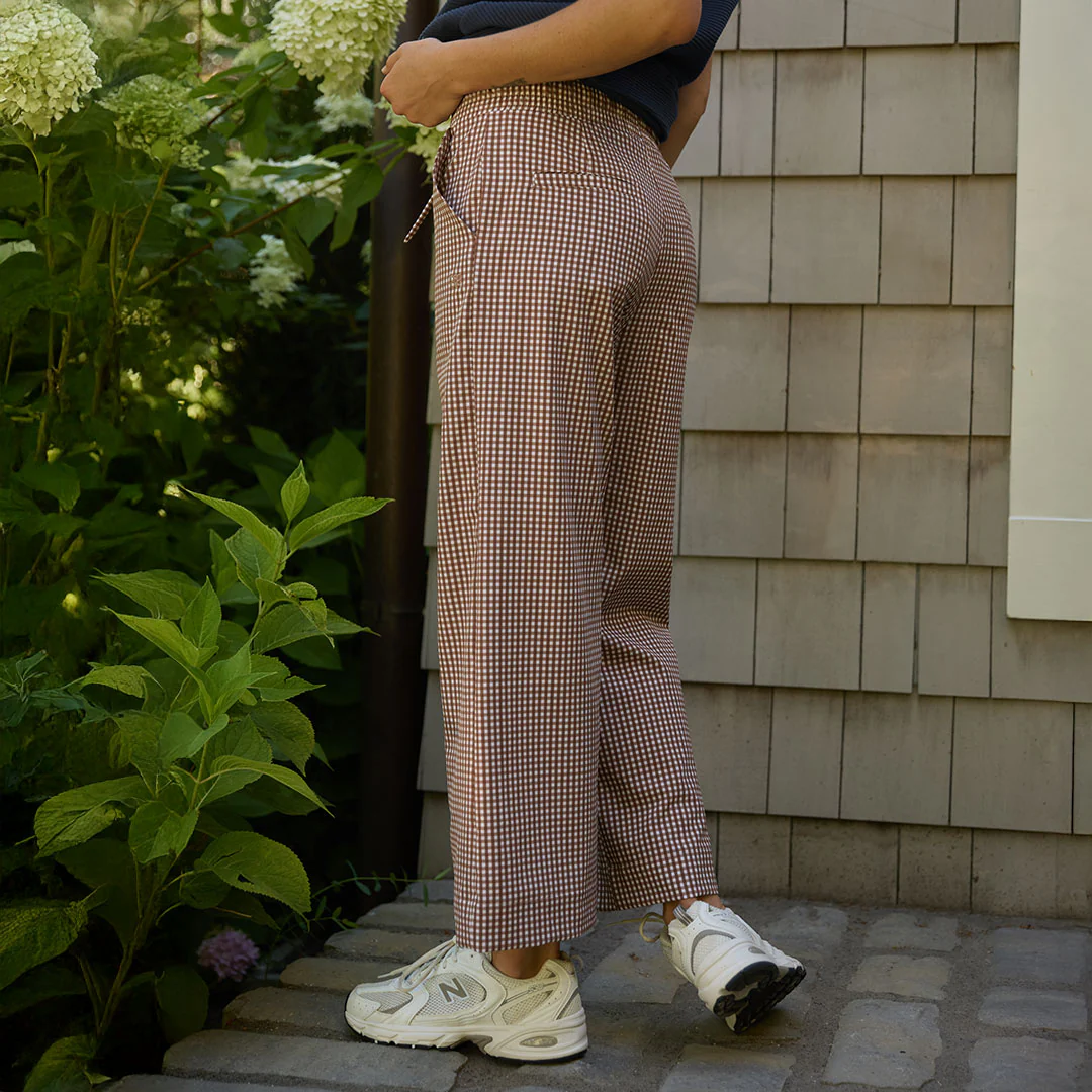 Audrey Wide Leg Pants, Toffee Gingham - Image 10
