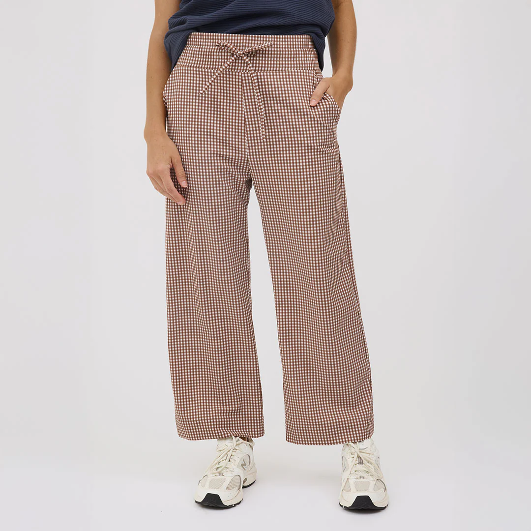 Audrey Wide Leg Pants, Toffee Gingham - Image 13