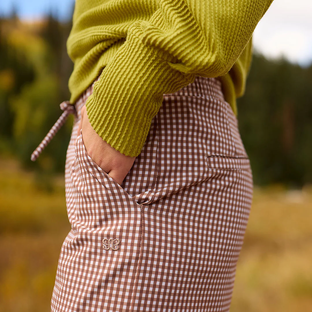 Audrey Wide Leg Pants, Toffee Gingham - Image 4