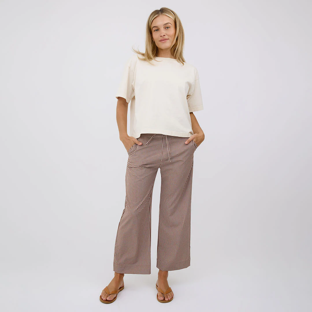 Audrey Wide Leg Pants, Toffee Gingham - Image 6