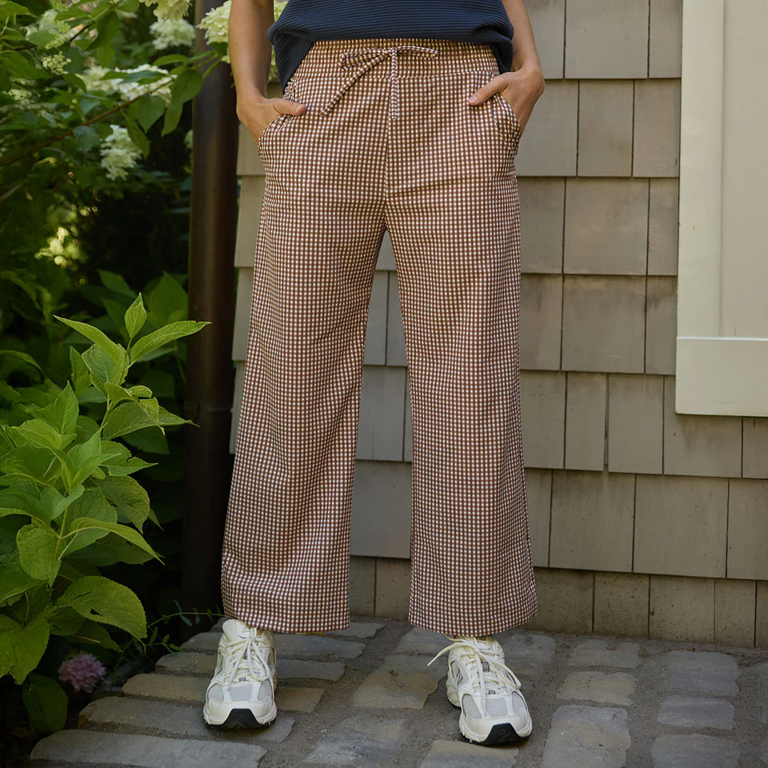 Audrey Wide Leg Pants, Toffee Gingham - Image 7