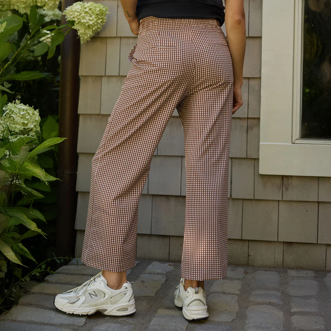 Audrey Wide Leg Pants, Toffee Gingham - Image 8