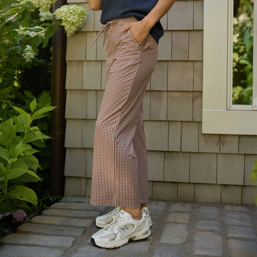 Audrey Wide Leg Pants, Toffee Gingham - Image 9