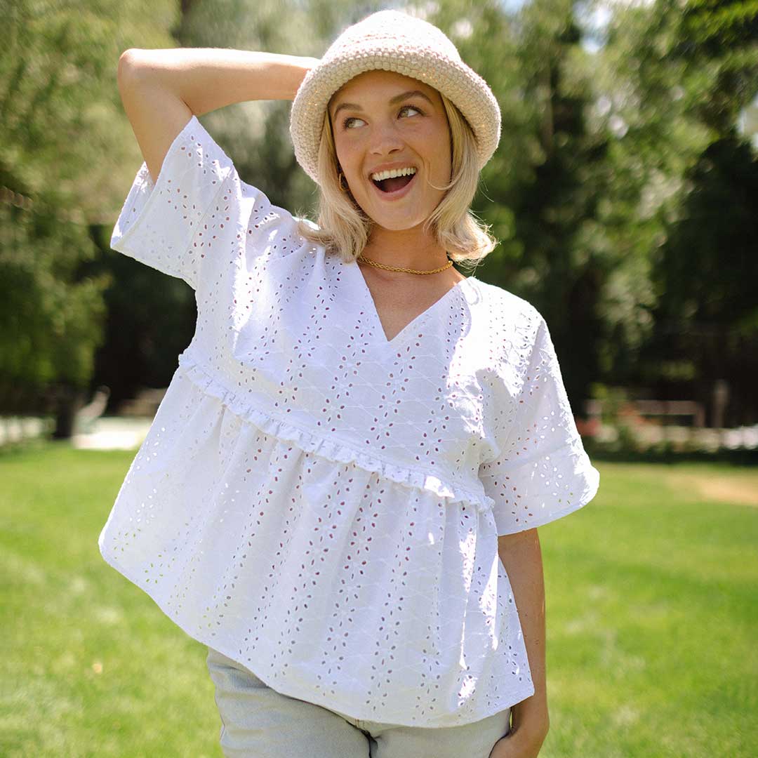 Baby Doll Blouse, White - Image 4