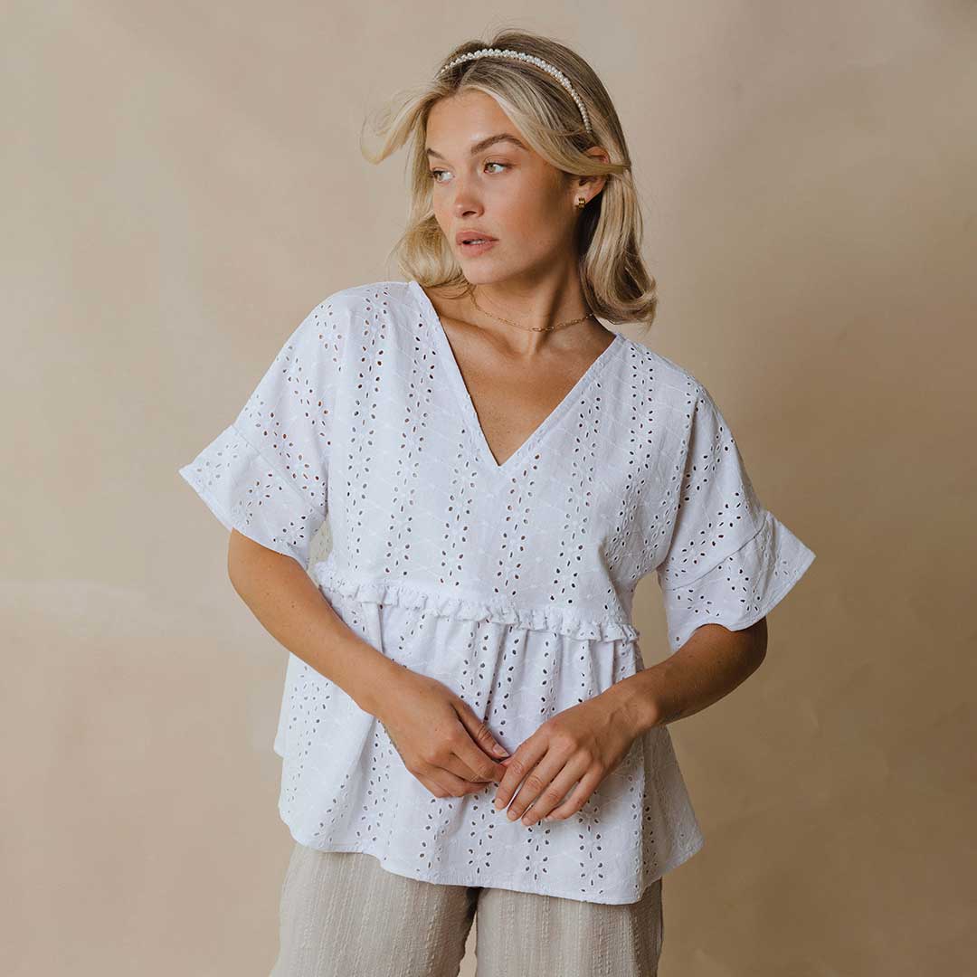 Baby Doll Blouse, White - Image 5