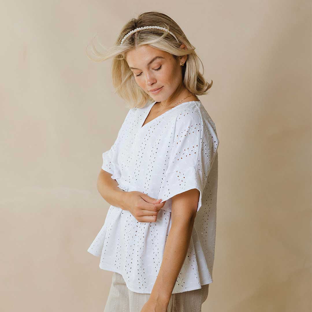Baby Doll Blouse, White - Image 8