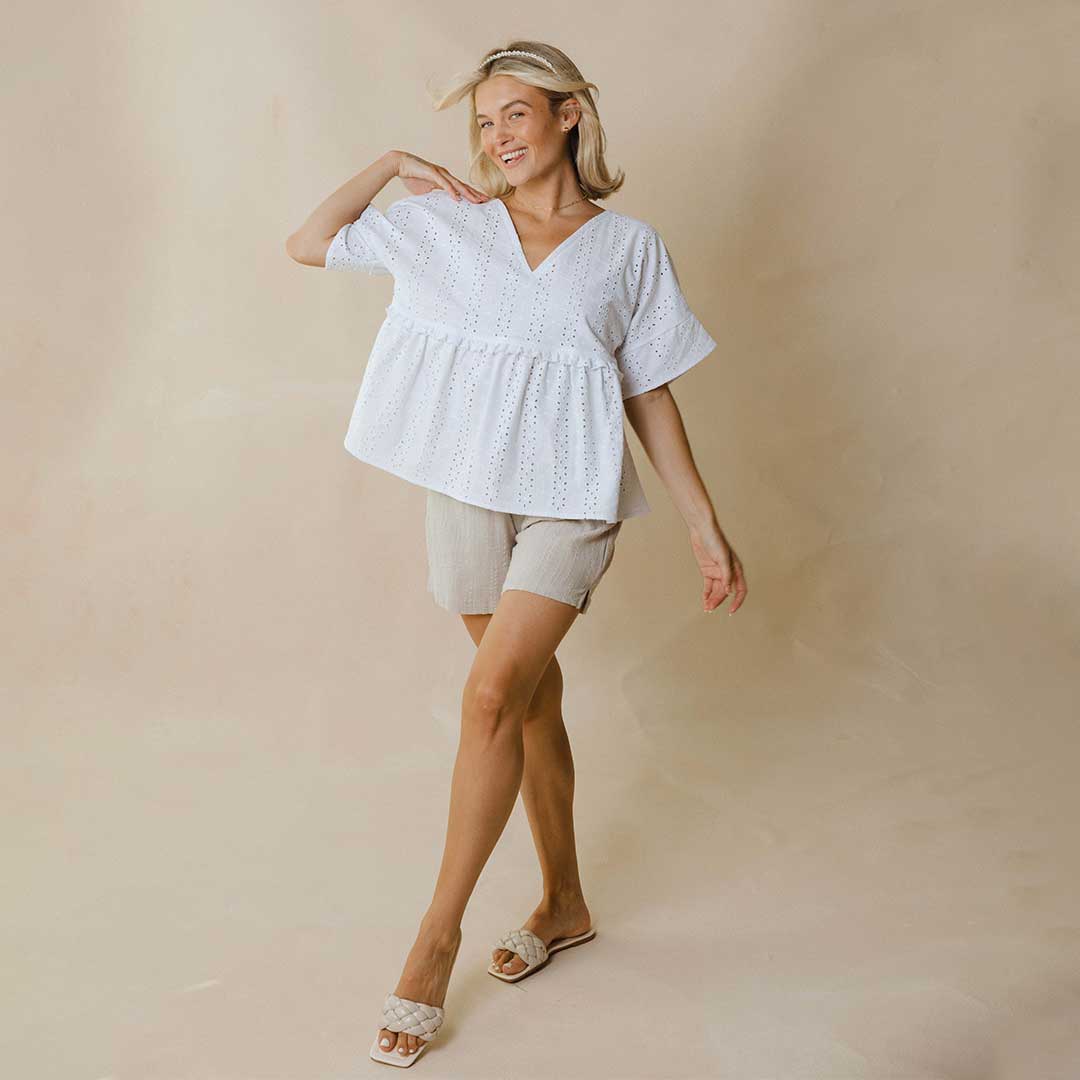 Baby Doll Blouse, White - Image 9