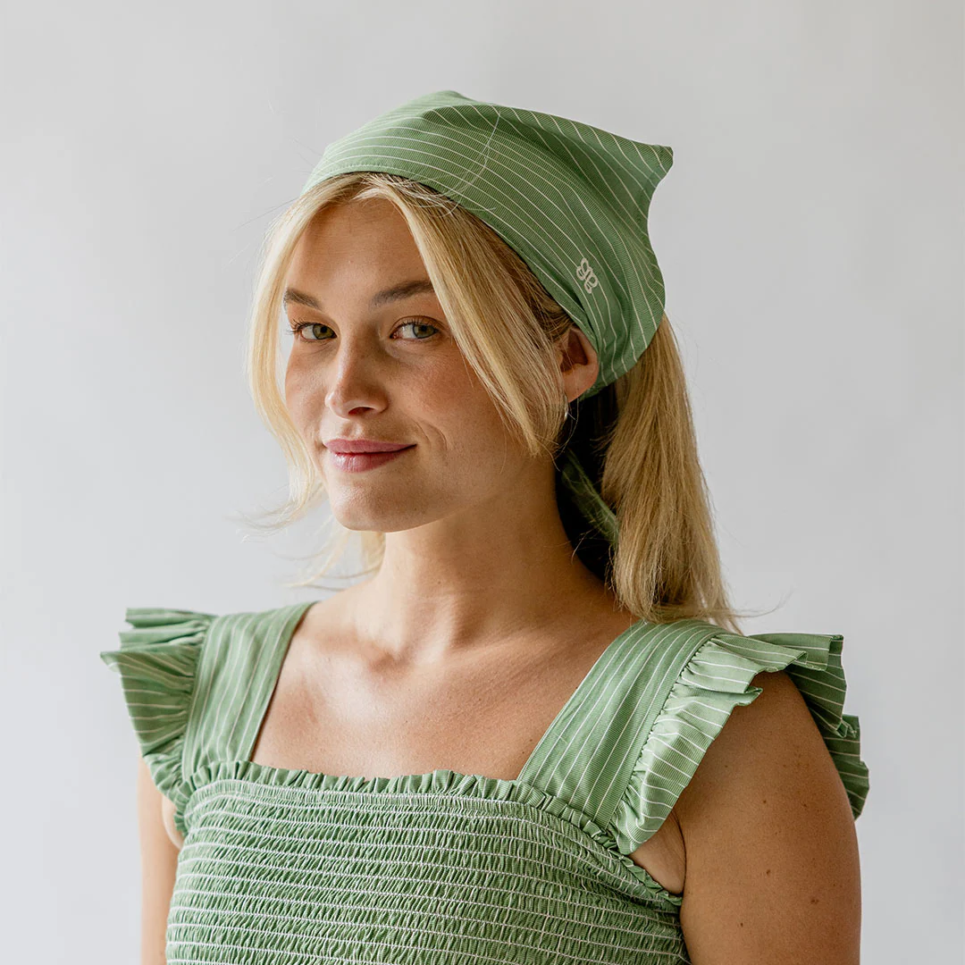 Bandana, Green and White Stripe - Image 2
