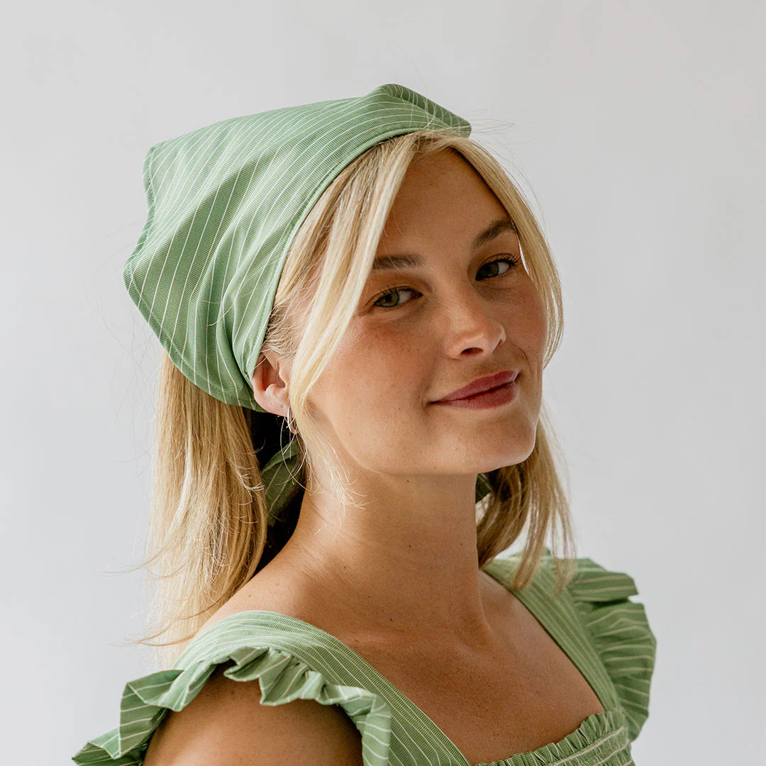 Bandana, Green and White Stripe - Image 6