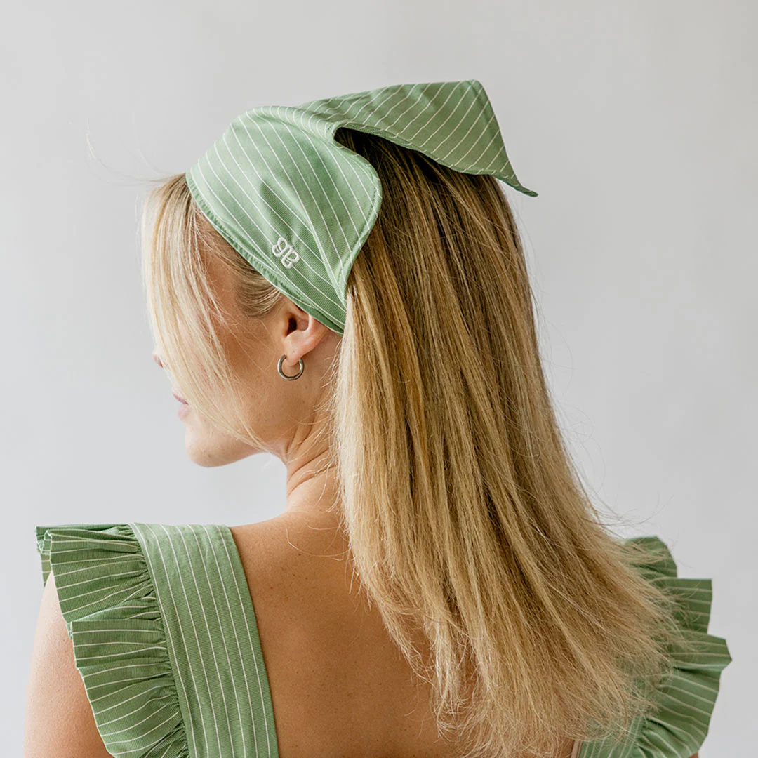 Bandana, Green and White Stripe - Image 8
