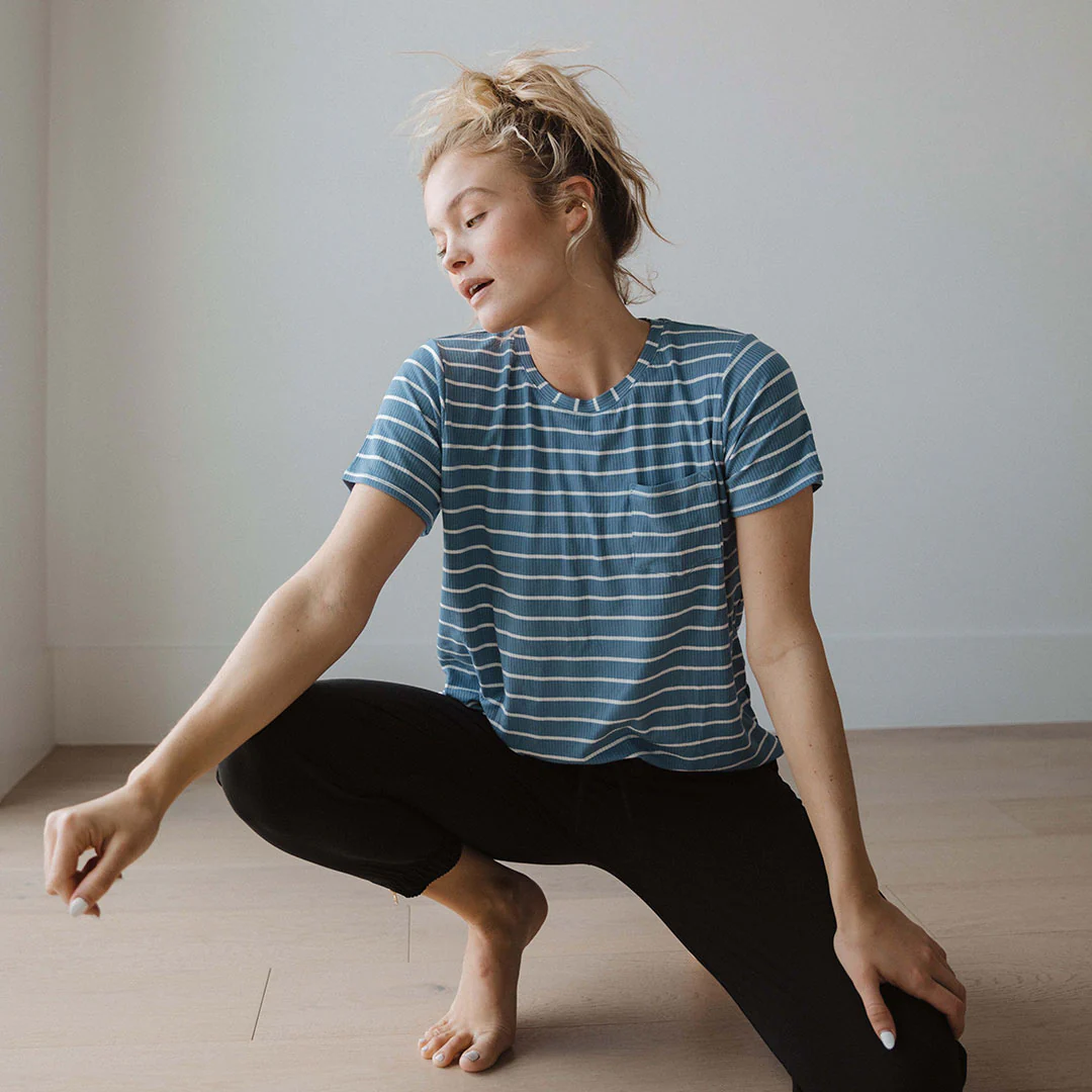 Basic Tee, Blue Venice Stripe - Image 2