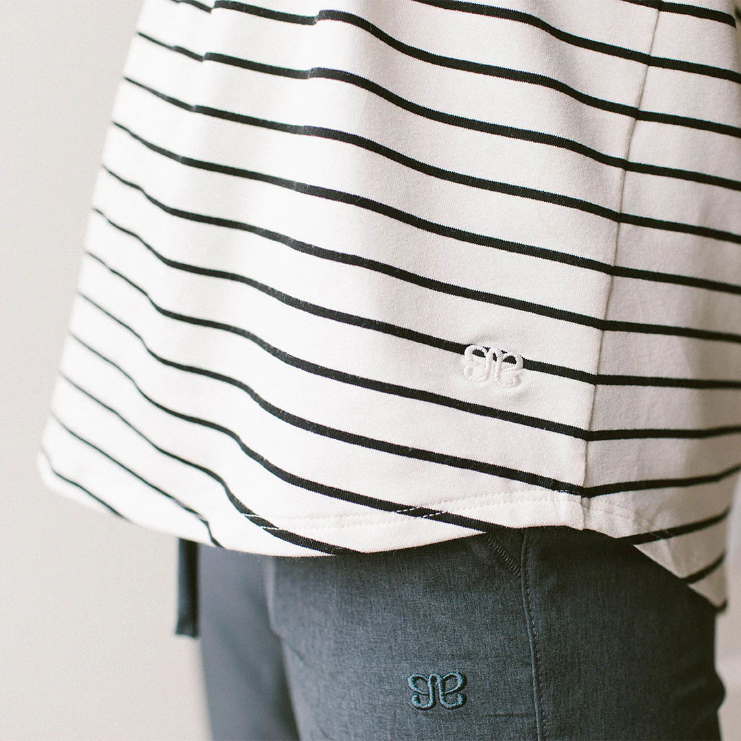 Basic V Neck Tee, Black Venice Stripe - Image 10
