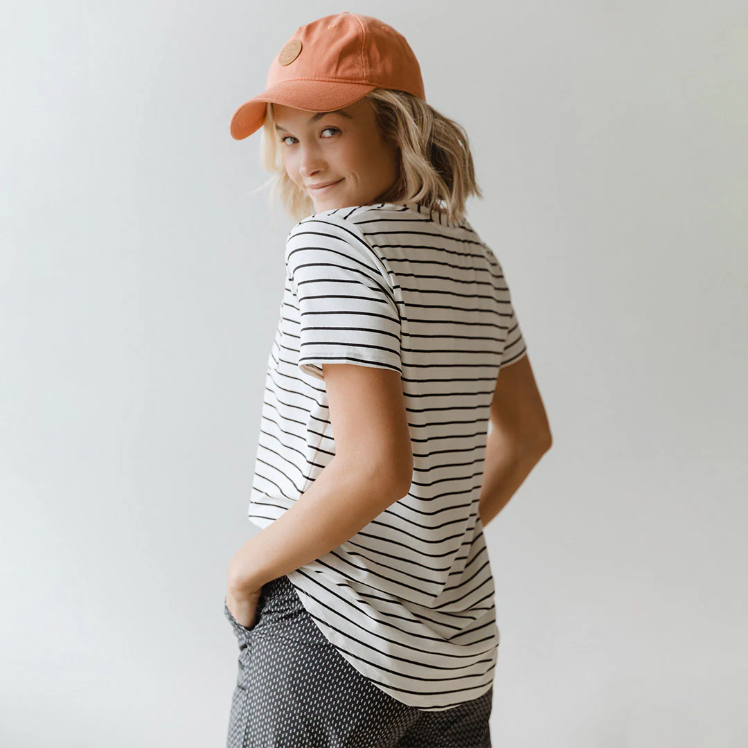 Basic V Neck Tee, Black Venice Stripe - Image 6
