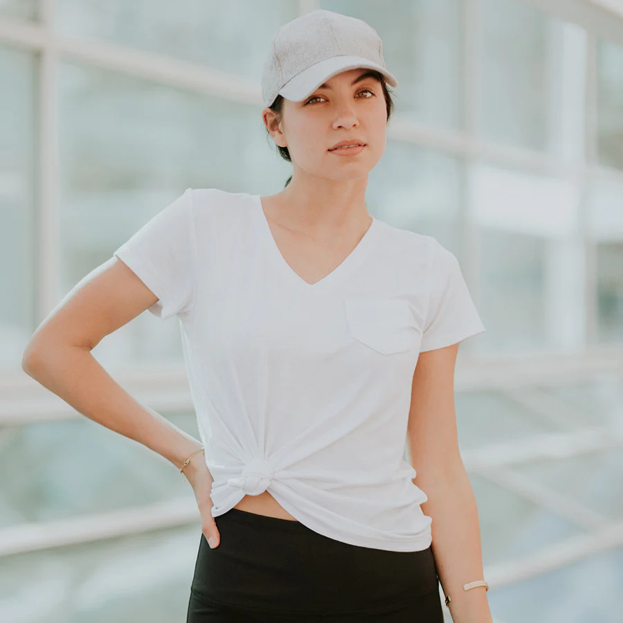 Basic V Neck Tee, White - Image 4