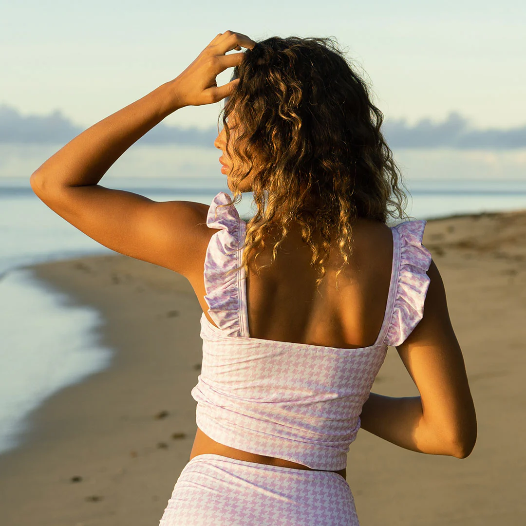Bella Tankini, Lavender Houndstooth - Image 4