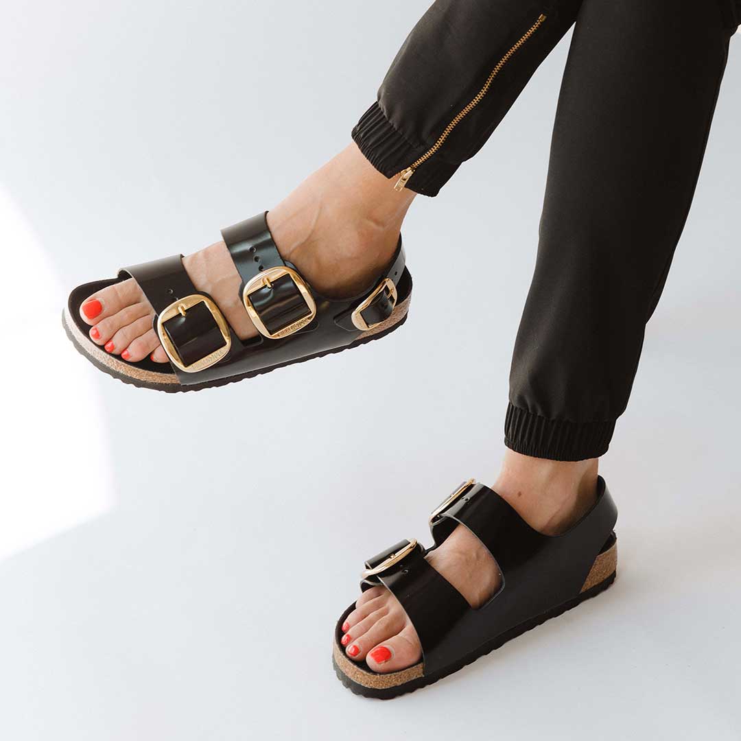 Birkenstock Milano Big Buckle-High Shine Black - Image 3