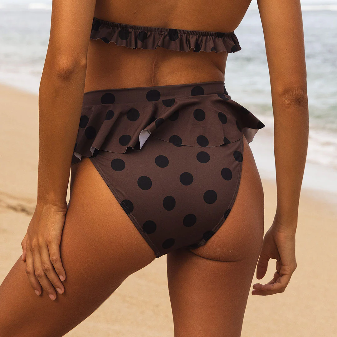 Black Cocoa Dot Peplum Bikini Bottoms - Image 6