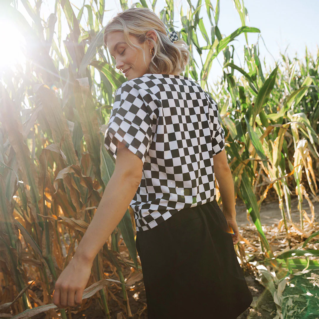 Boss Tee, Black and White Check - Image 2