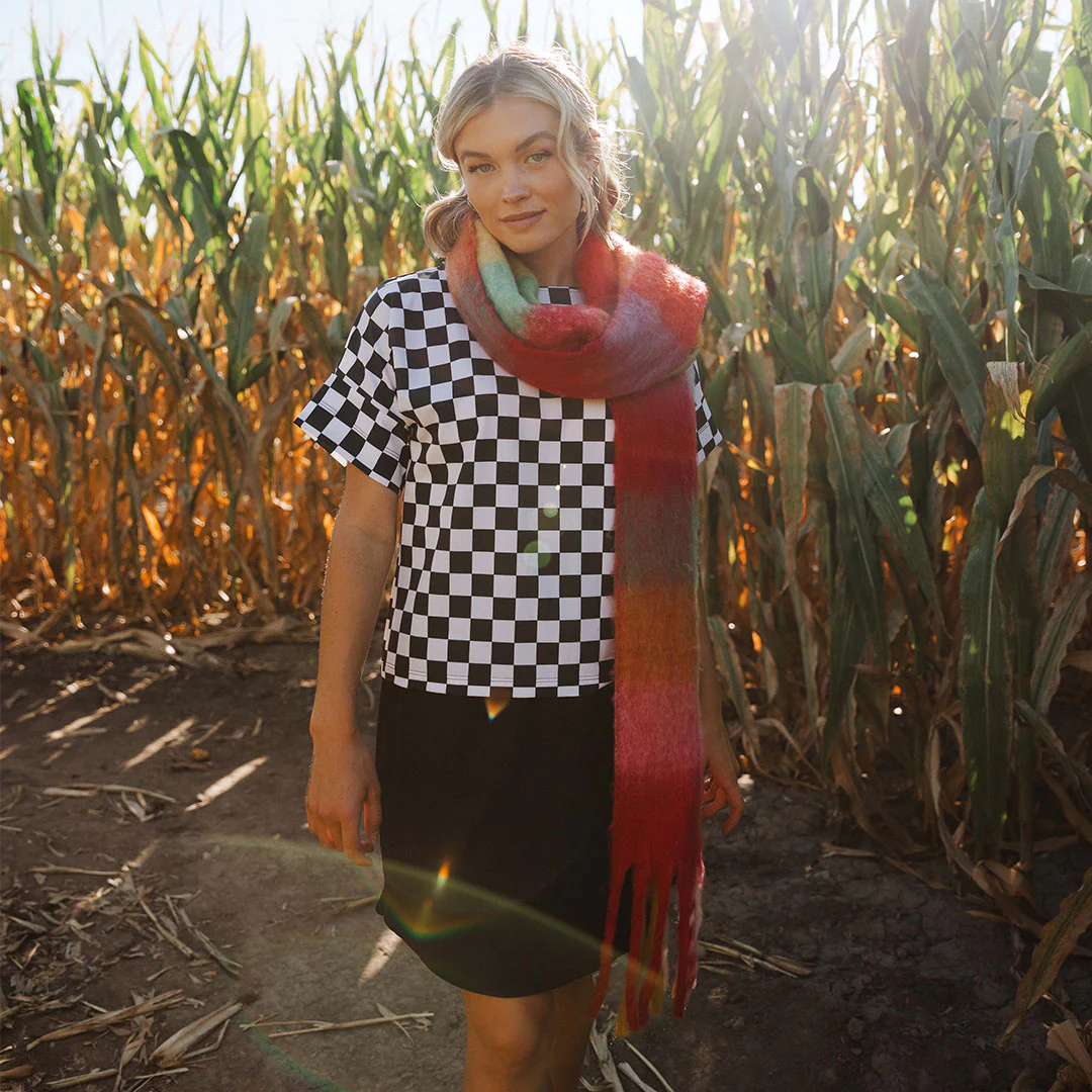 Boss Tee, Black and White Check - Image 4