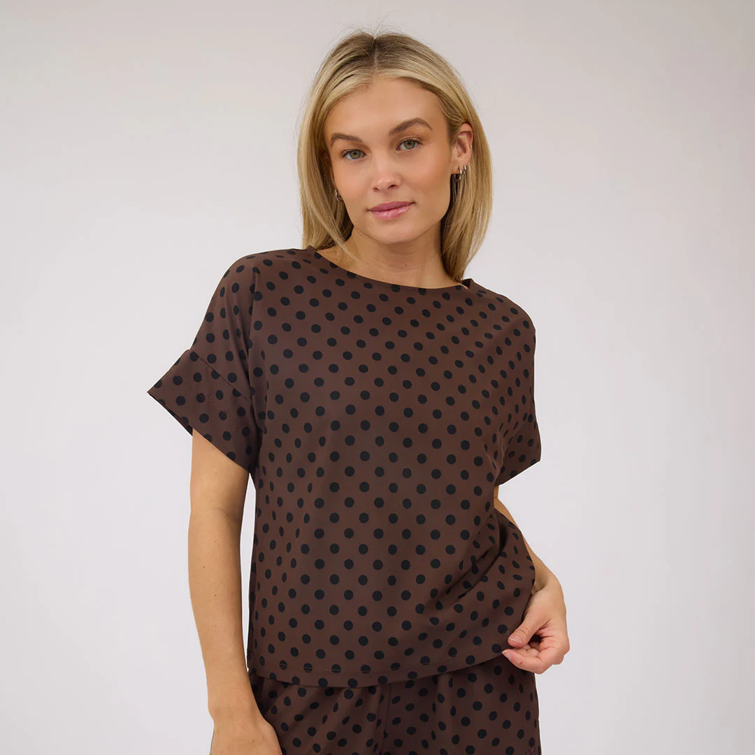 Boss Tee, Black/Brown Polka Dot - Image 4