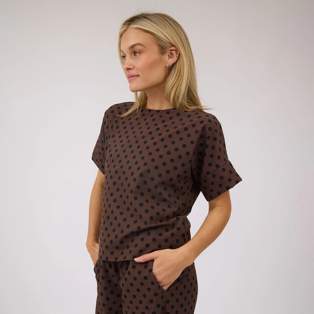 Boss Tee, Black/Brown Polka Dot - Image 5