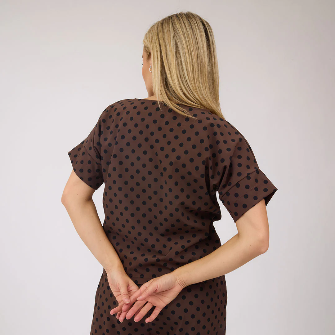 Boss Tee, Black/Brown Polka Dot - Image 6