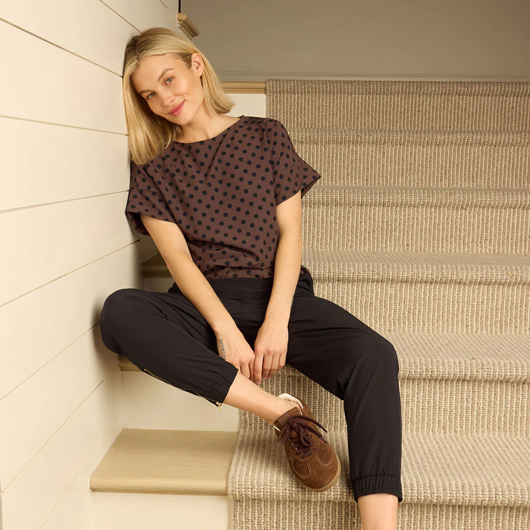 Boss Tee, Black/Brown Polka Dot - Image 9