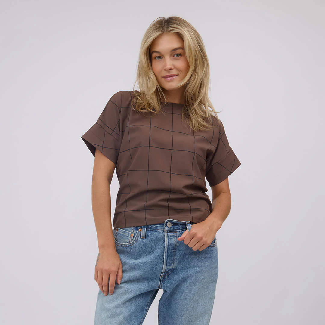 Boss Tee, Brown/Black Windowpane - Image 7