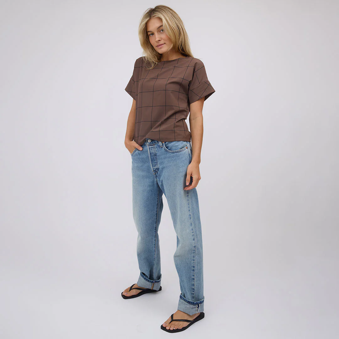 Boss Tee, Brown/Black Windowpane - Image 8