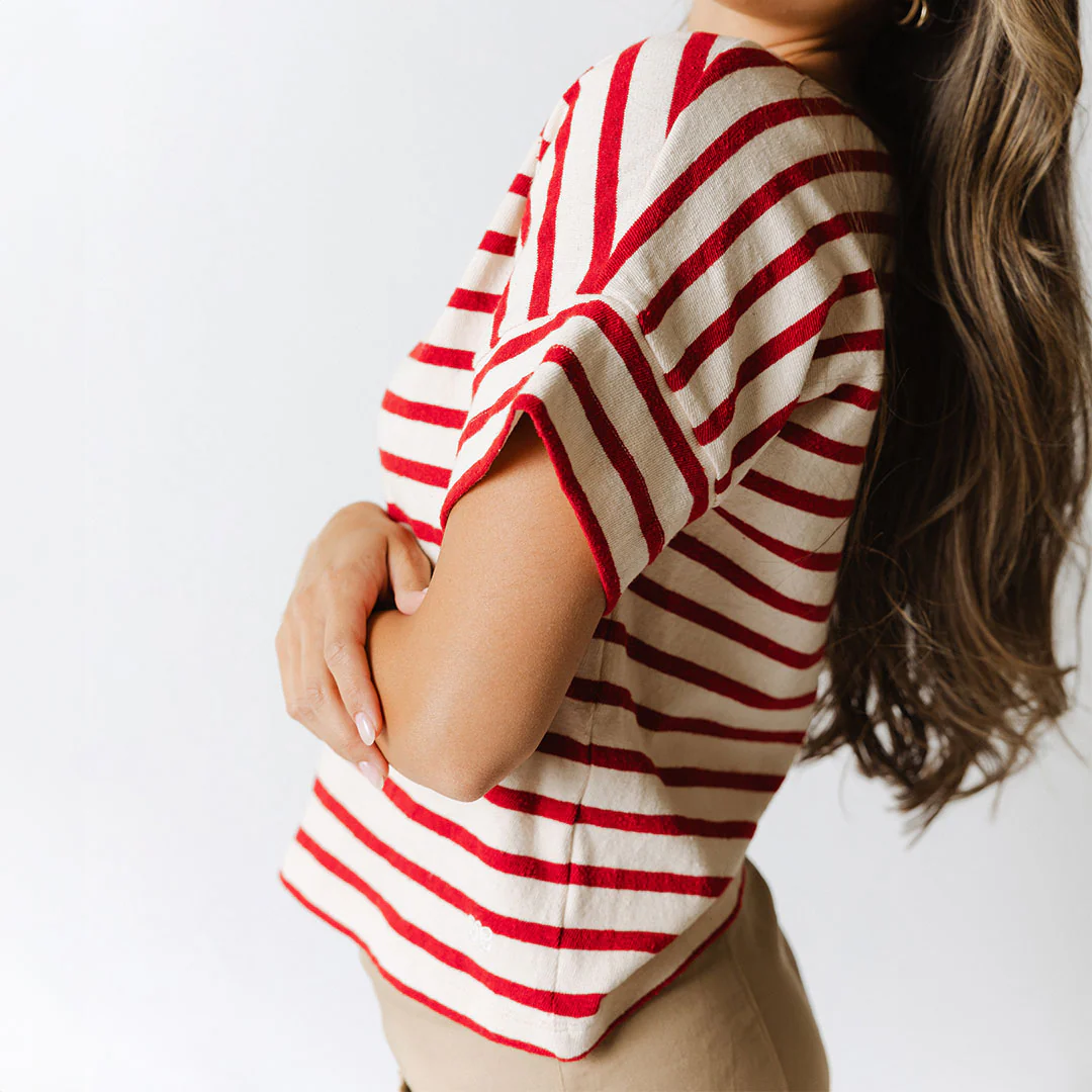 Boss Tee, Crimson Stripe - Image 2