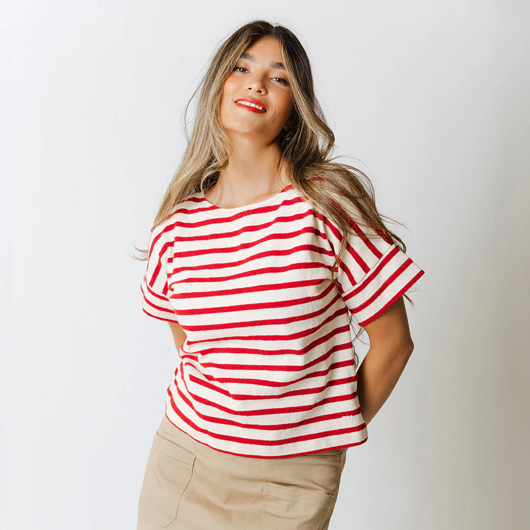 Boss Tee, Crimson Stripe - Image 3