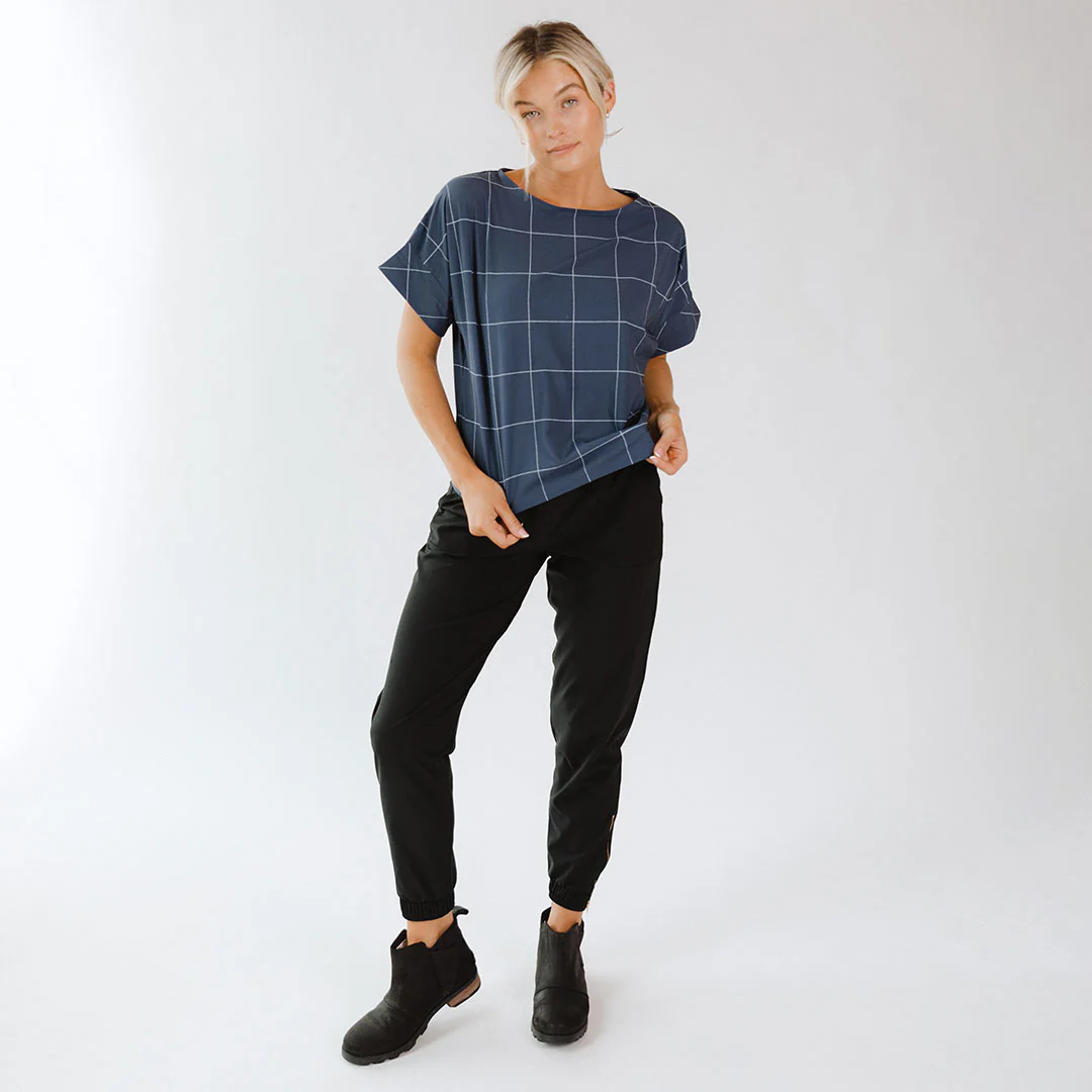 Boss Tee, Indigo Windowpane - Image 3