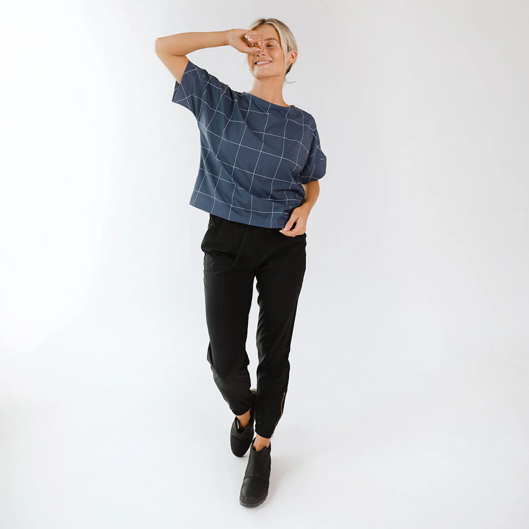Boss Tee, Indigo Windowpane - Image 4