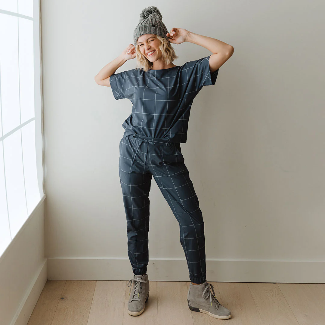 Boss Tee, Indigo Windowpane - Image 5