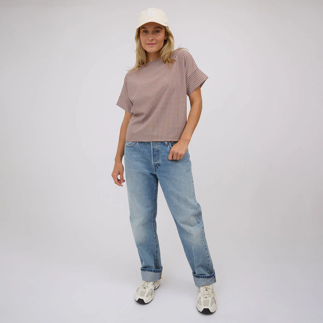 Boss Tee, Toffee Gingham - Image 11