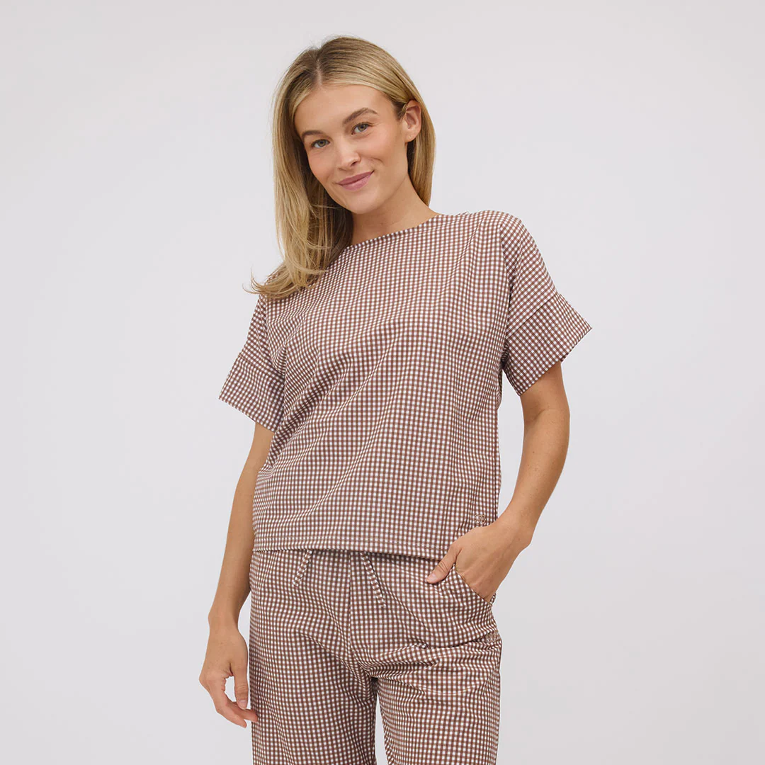 Boss Tee, Toffee Gingham - Image 3