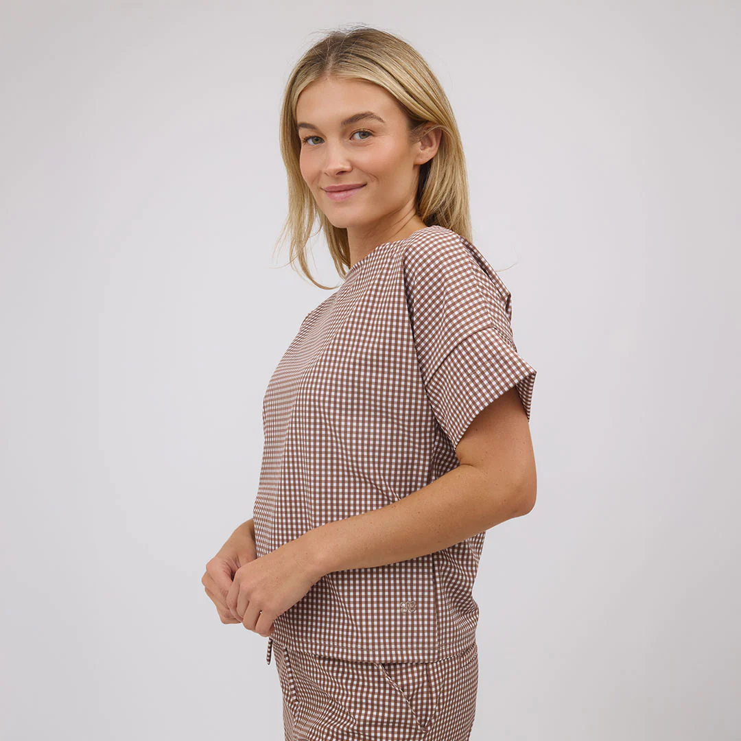 Boss Tee, Toffee Gingham - Image 5