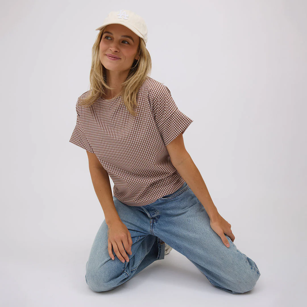 Boss Tee, Toffee Gingham - Image 9