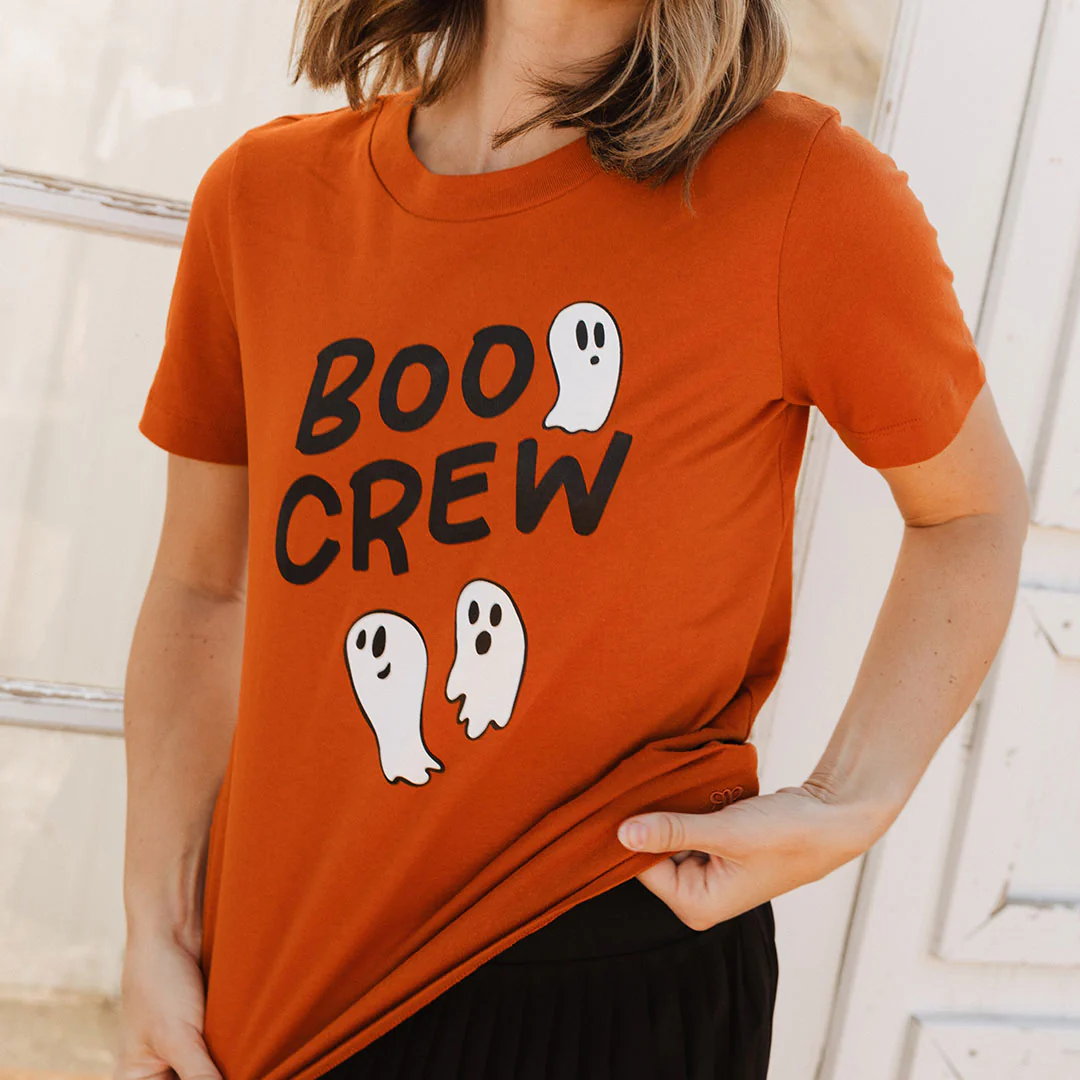 Boyfriend Tee, Burnt Orange Boo Crew - Image 5