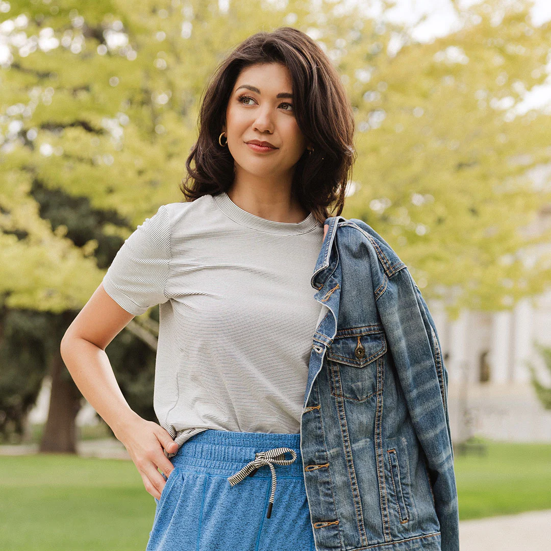 Boyfriend Tee, Sweet Stripe - Image 8