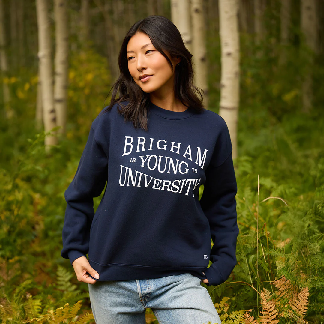BYU Arrive Crew, Navy - Serif
