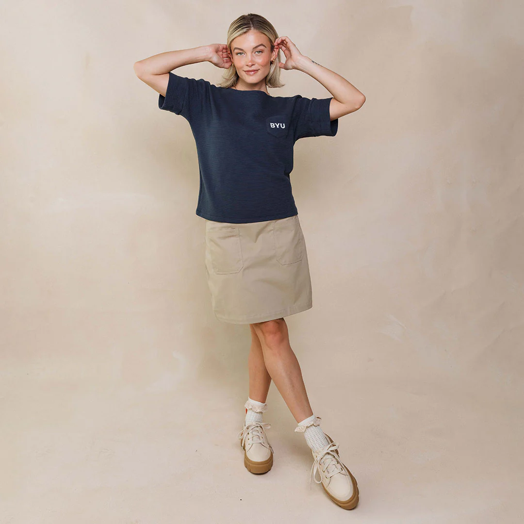 BYU Atlas Ribbed Blouse, Navy - Image 10