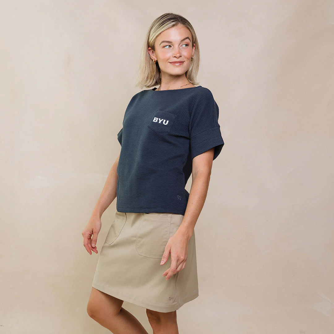 BYU Atlas Ribbed Blouse, Navy - Image 11