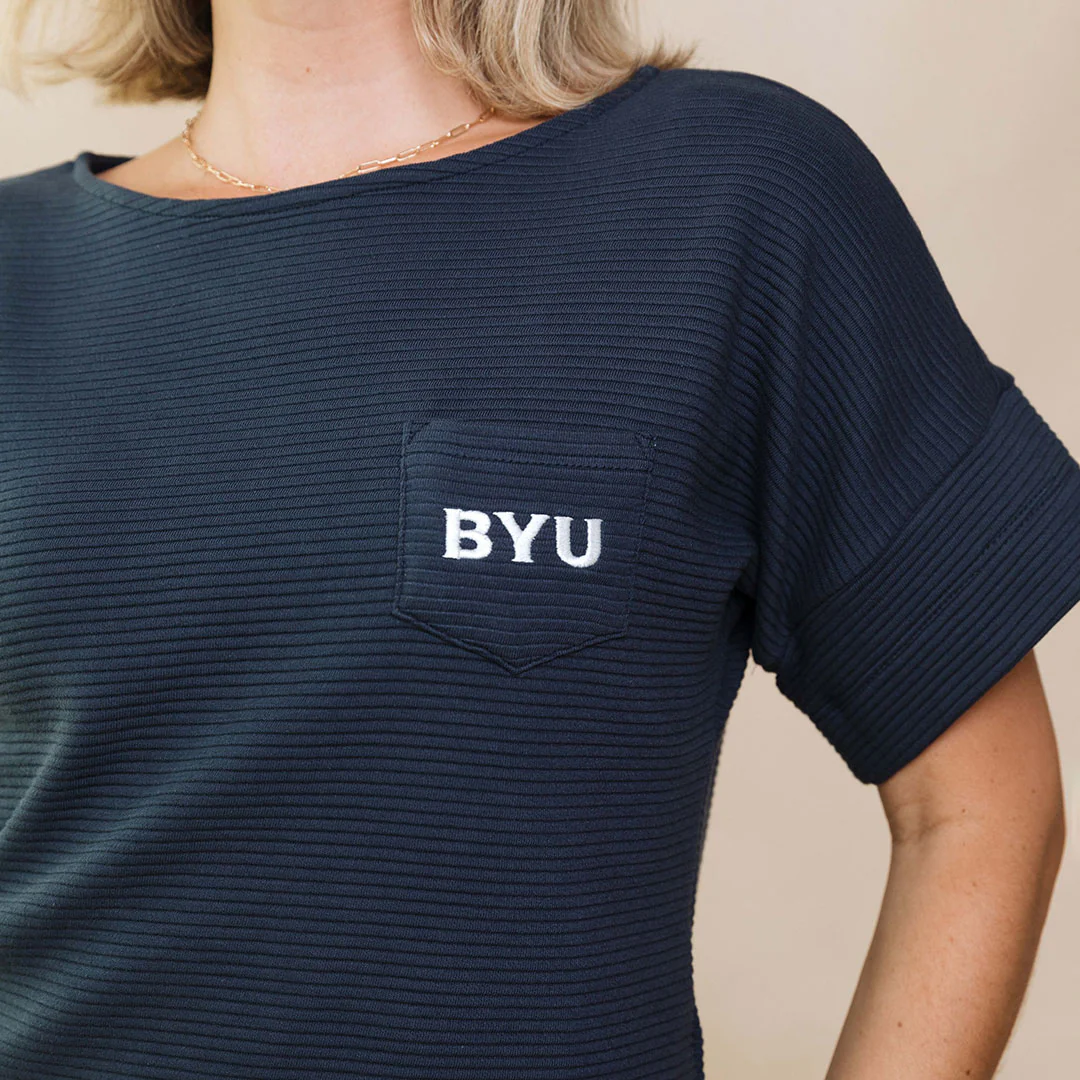 BYU Atlas Ribbed Blouse, Navy - Image 7