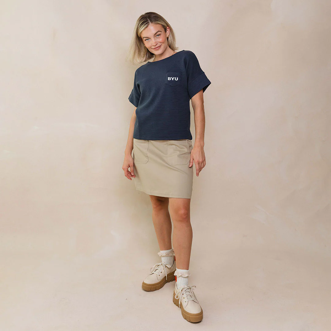 BYU Atlas Ribbed Blouse, Navy - Image 9