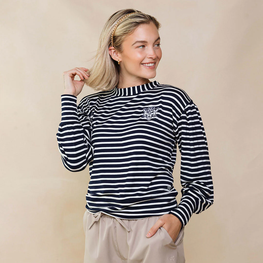 BYU Coco Long Sleeve Tee, Navy Stripe - Image 7
