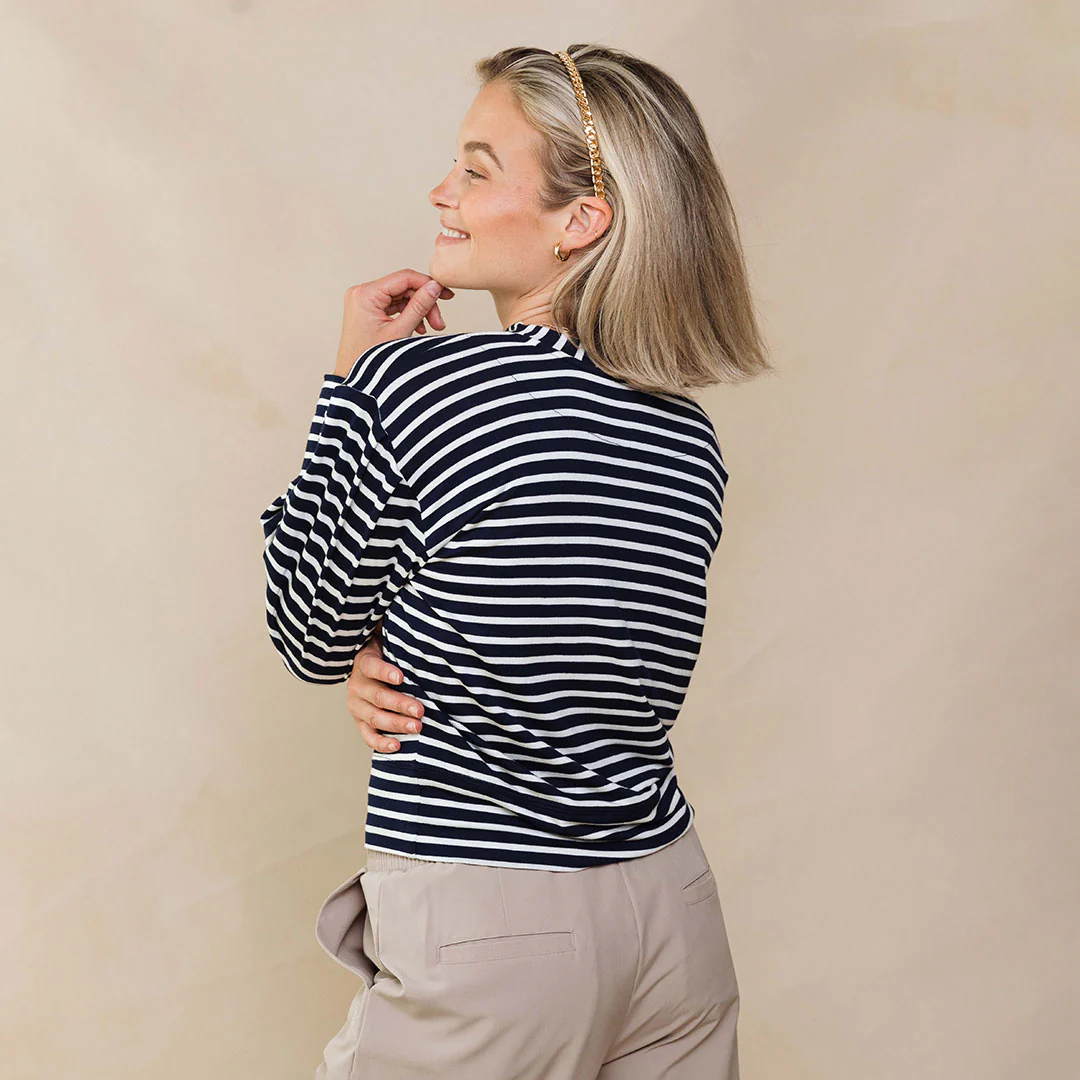 BYU Coco Long Sleeve Tee, Navy Stripe - Image 9