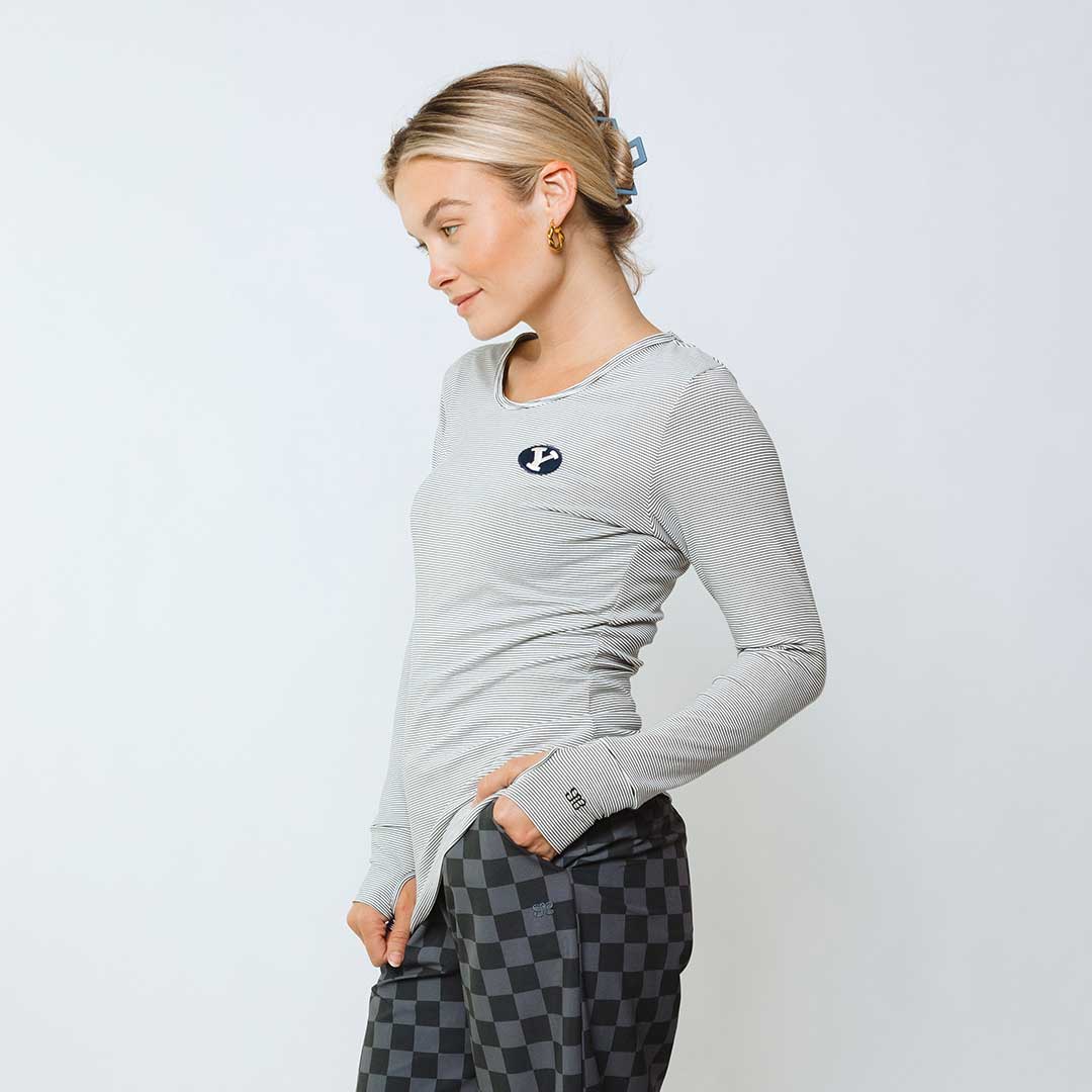 BYU Go Long Crew, Sweet Stripe - Image 4
