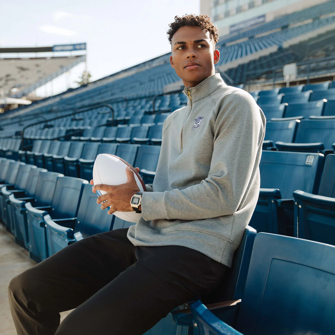 BYU Men's Oxford Zip-Up, Heather Grey - Image 10
